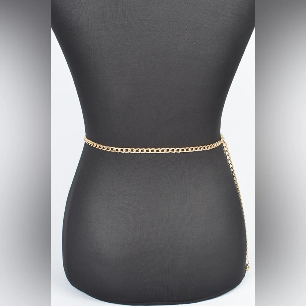 Plus Size Rhinestone Chain Layered Statement Belt